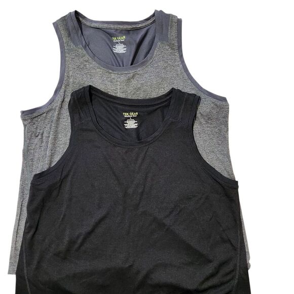 Tek Gear Activewear Top Size Large Drytek 2pcs Black/Gray  Reflective Logo - Picture 10 of 12